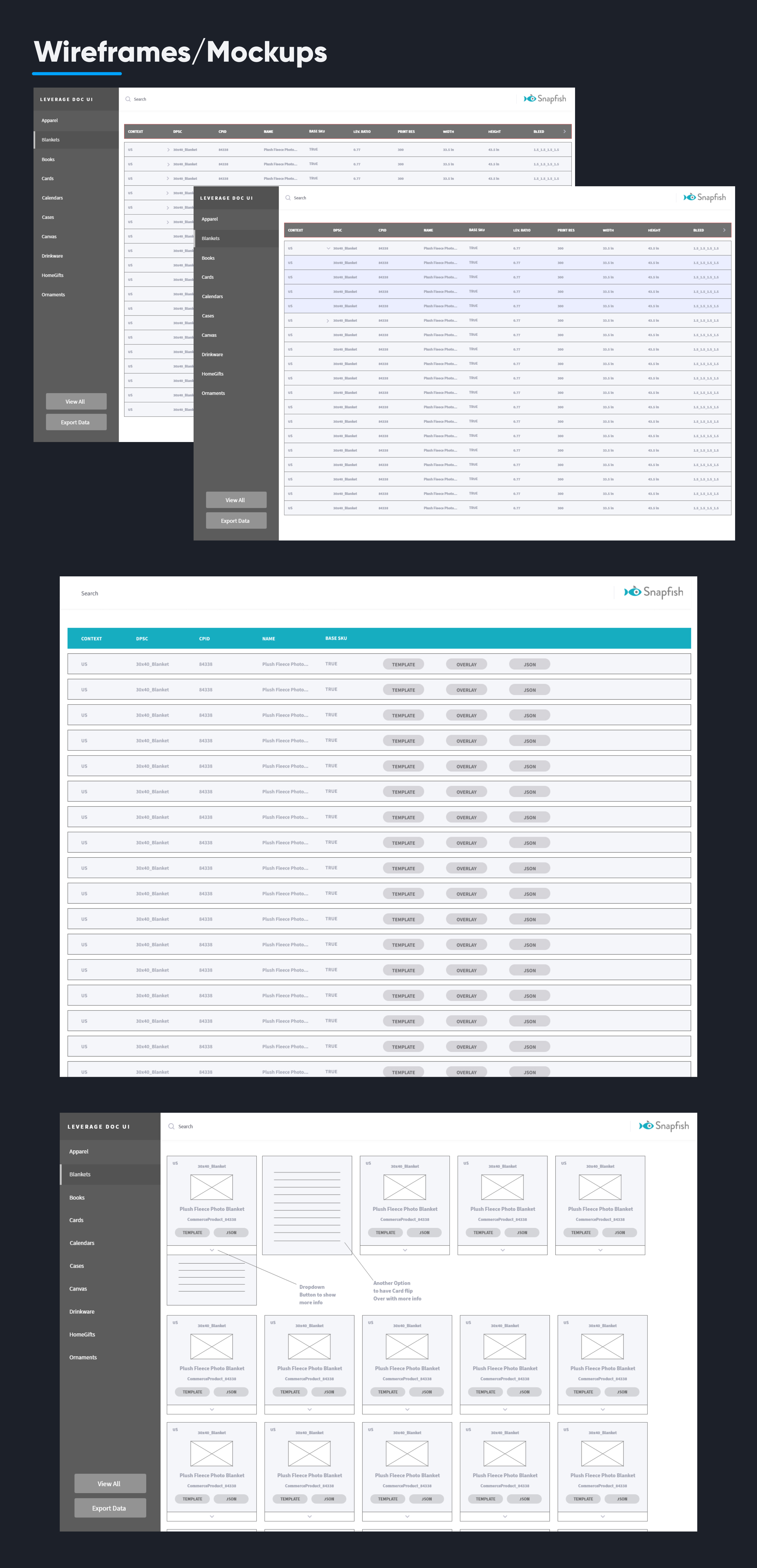 Wireframes Mockups